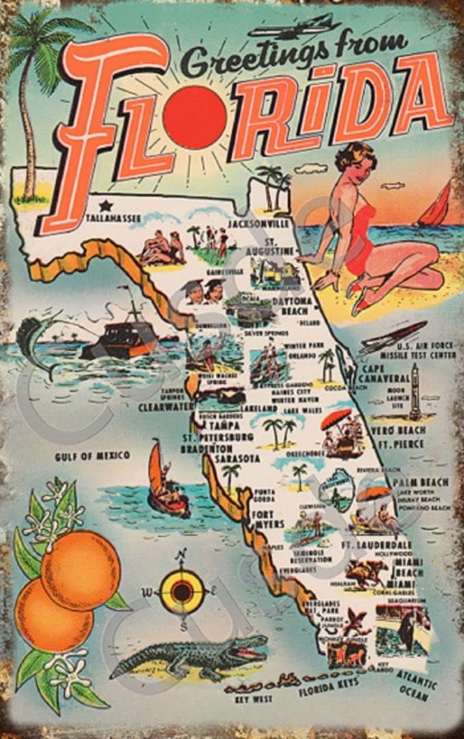 Vintage Collectible Tins - Cusde Vintage 1954 Groeten uit Florida