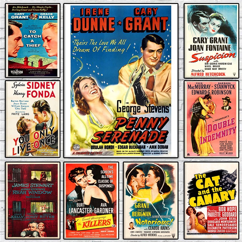 Vintage Collectible Posters - Vintage Amerikaanse klassieke liefdesfilmcollectie poster Hitchcock