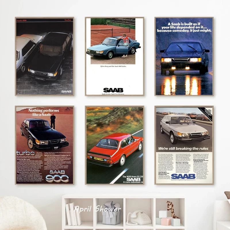 Vintage Collectible Posters - Klassieke Vintage Saab 900 Turbo Auto