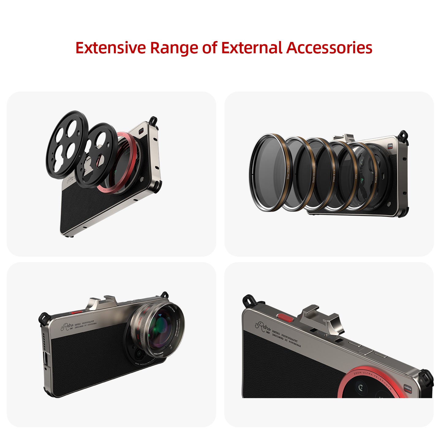 Camera Leather Case - Fotorgear Retro Mechanische Telefoonhoes Draadloos Compatibel