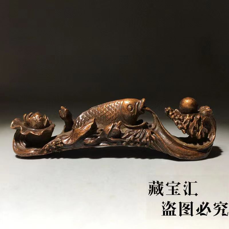 Vintage Collectible Pens - Vintage oude collectie bronzen lotuskarper Ruyi