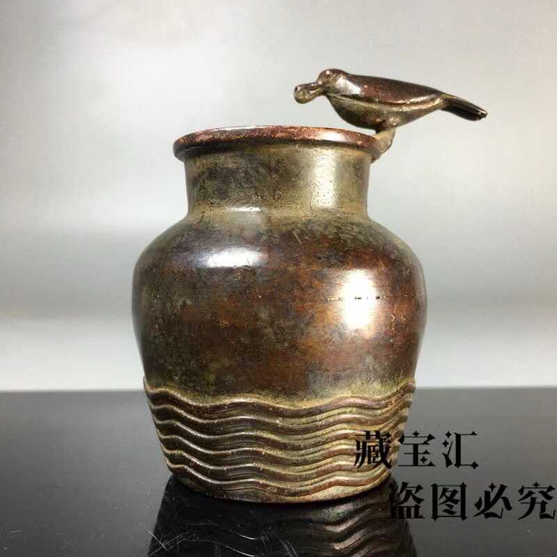Vintage Collectible Bottles - Vintage collectie bronzen kraai drinkwater kleine